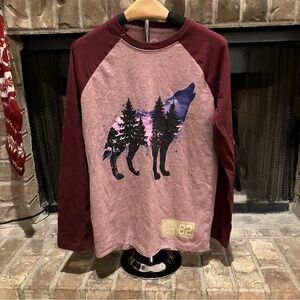 Wonder Nation Girls L 10-12 Wolf Graphic Long Shirt